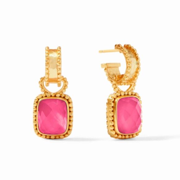 NWOT.$165 Julie Vos Marbella Hoop & Charm Earring pink - Picture 1 of 7